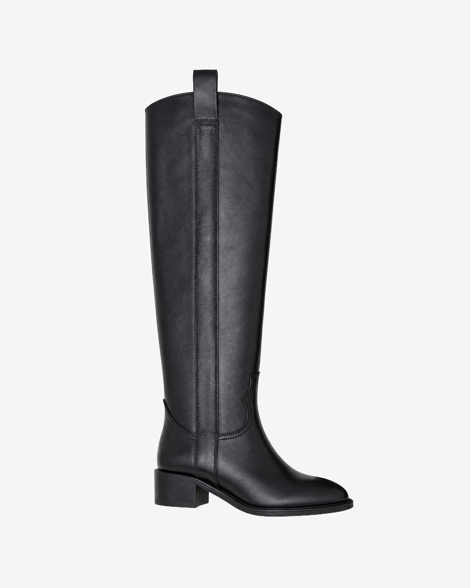 Black leather boots