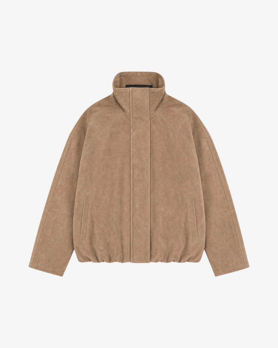Beige suede leather jacket