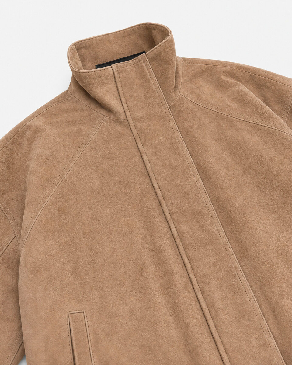 Beige suede leather jacket