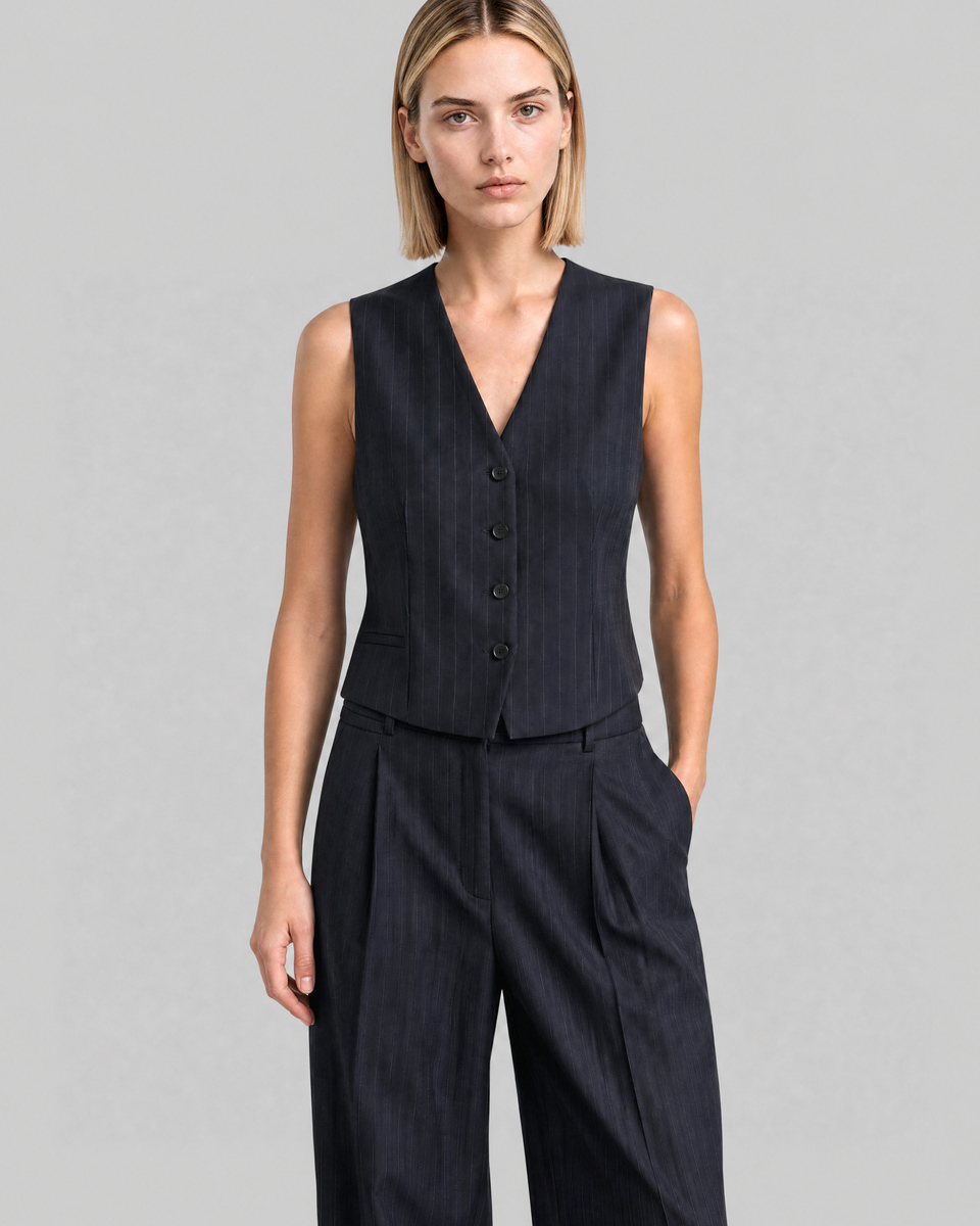 Navy wool suit vest
