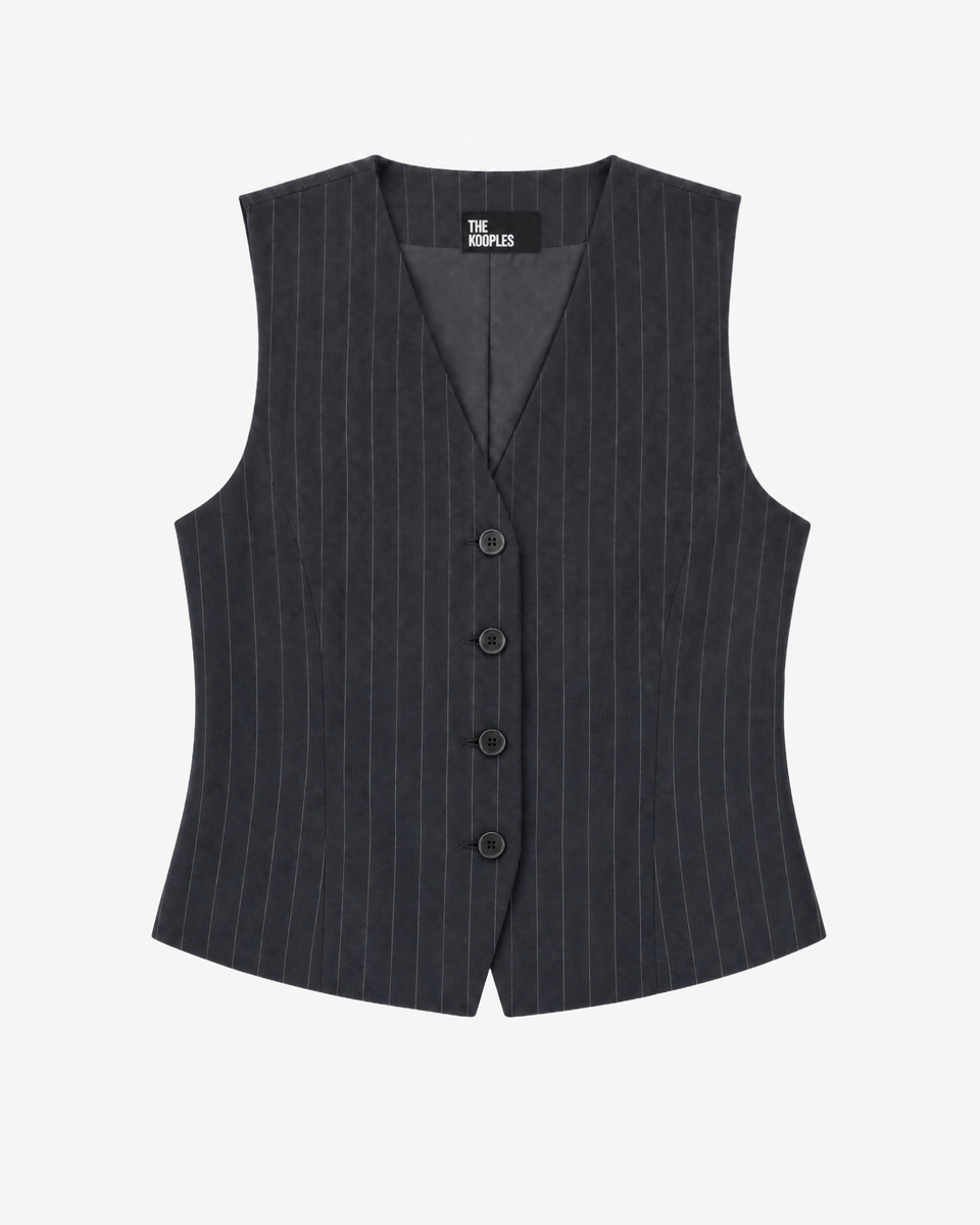 Navy wool suit vest