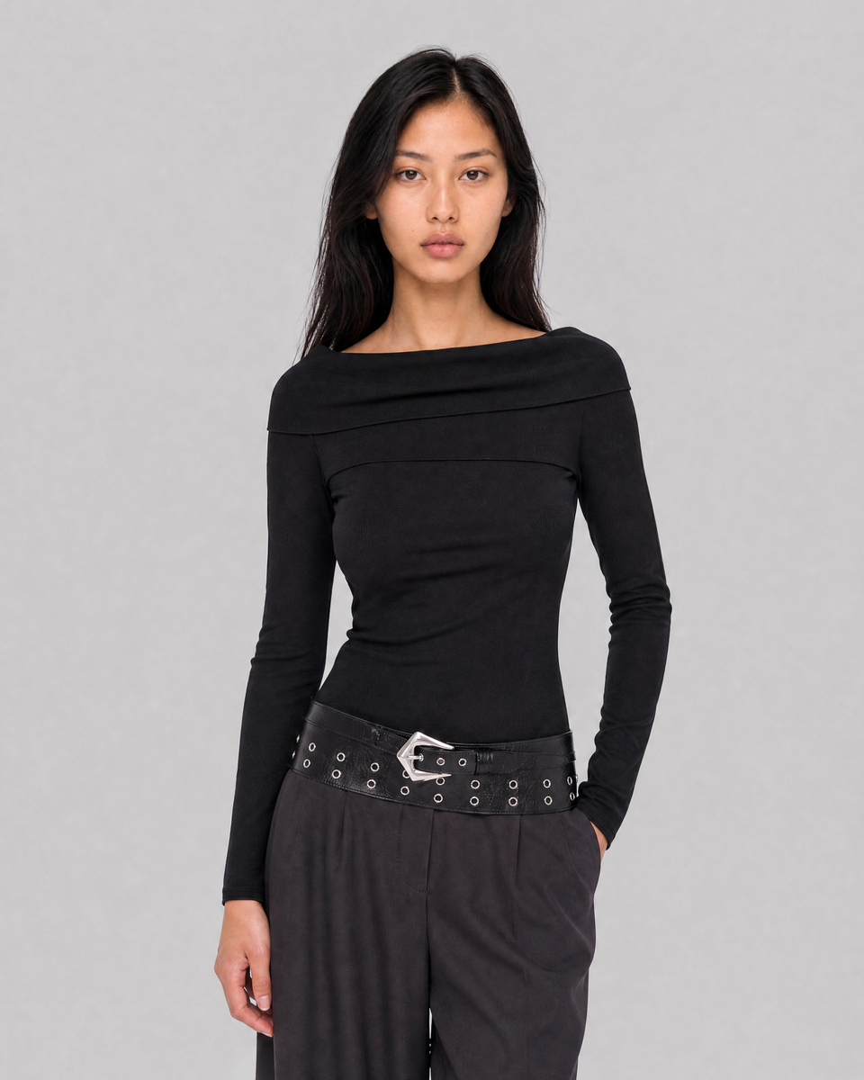 Black off-the-shoulder top