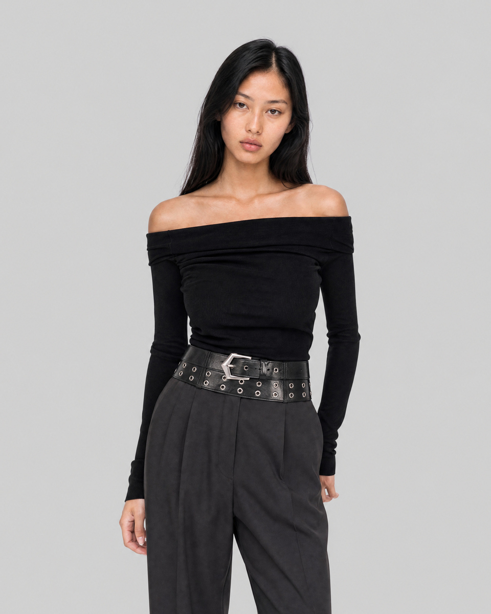 Black off-the-shoulder top