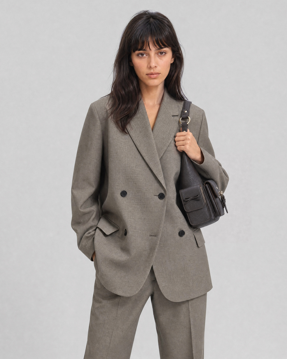 Oversized beige wool blazer