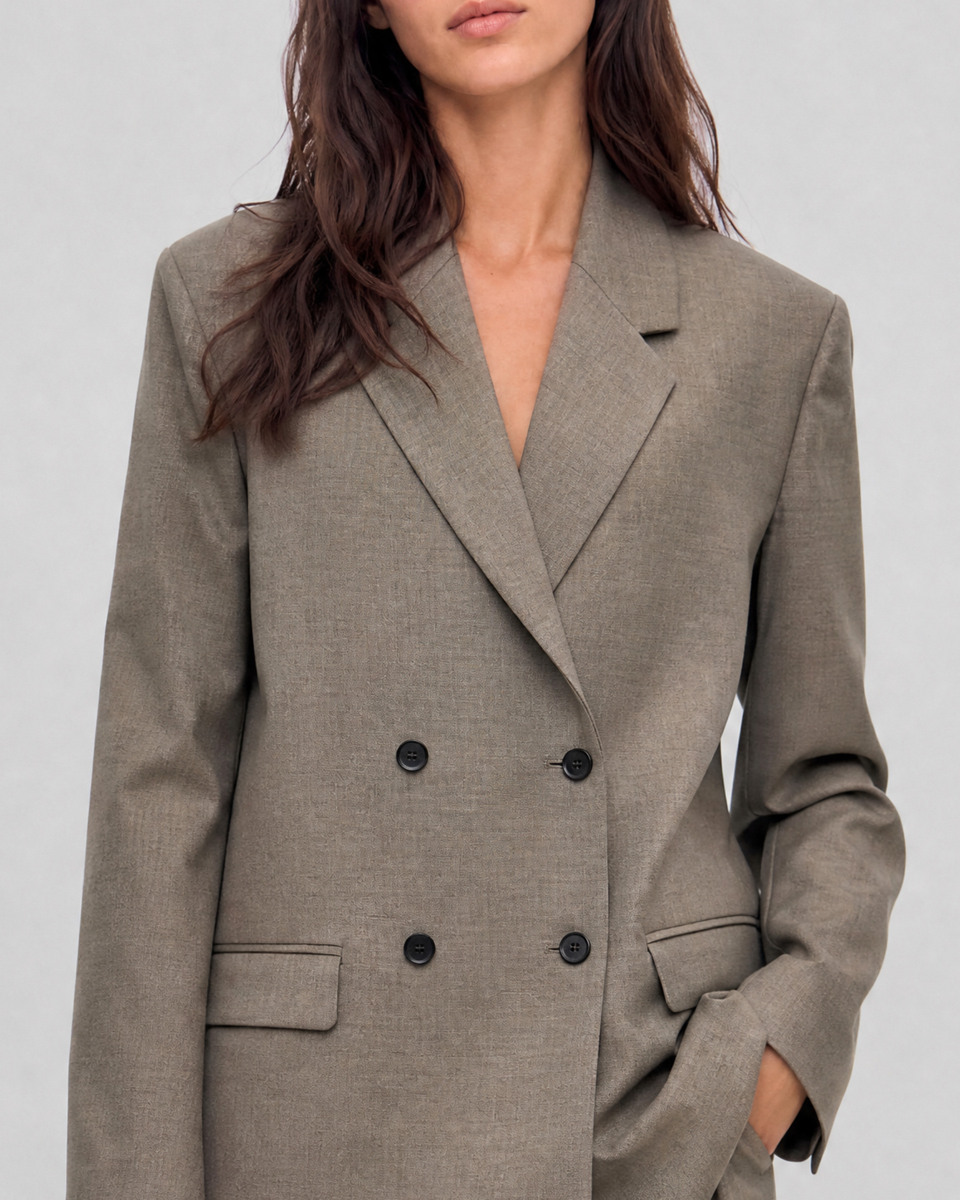Oversized beige wool blazer