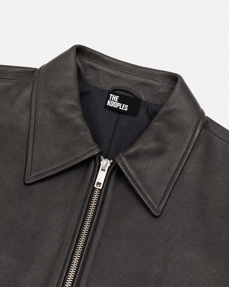 Black leather zip-up jacket
