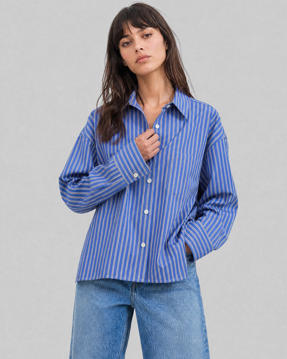 Navy-striped cotton shirt