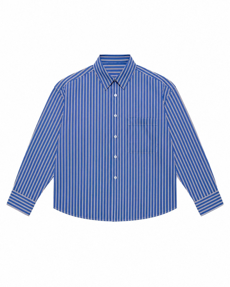 Navy-striped cotton shirt