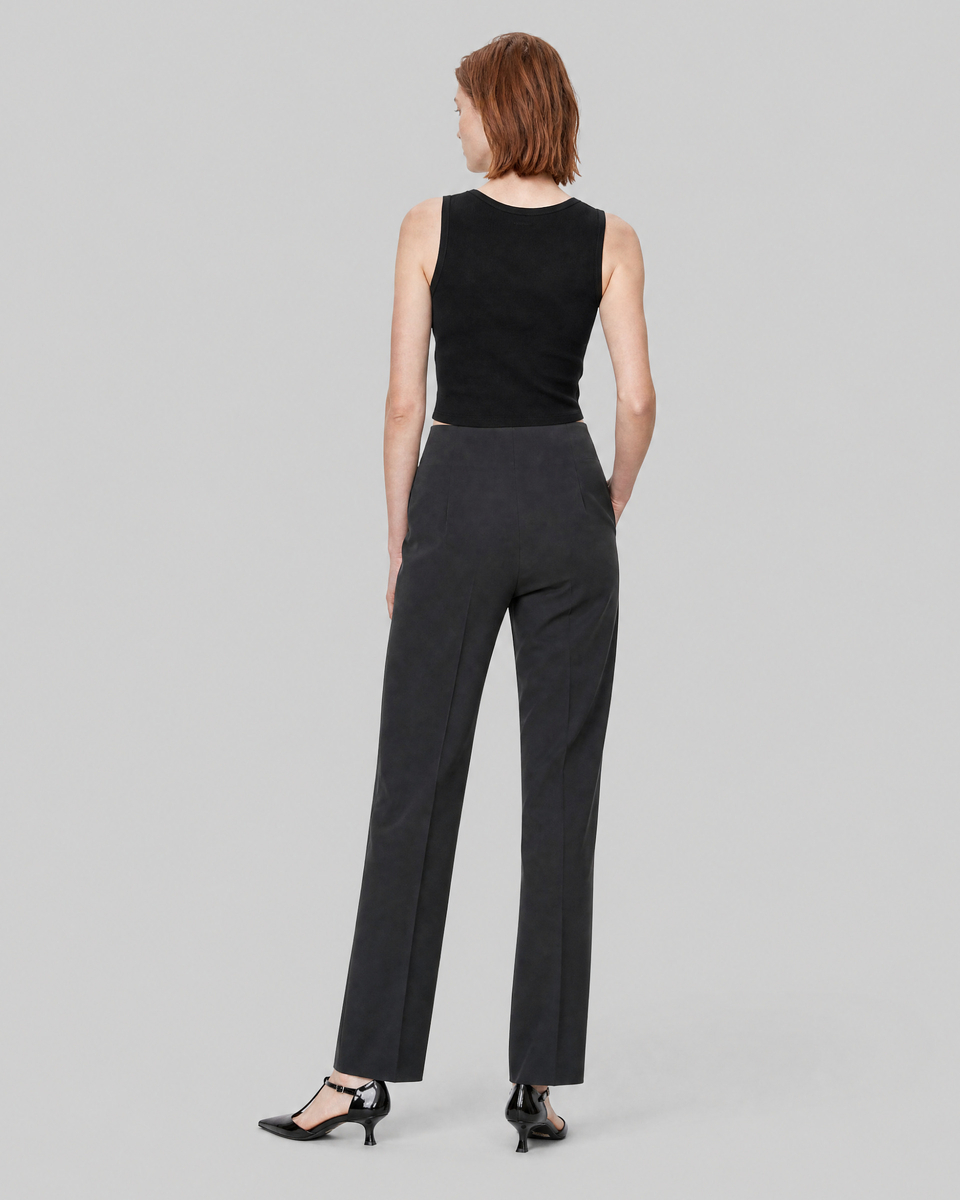 Straight-leg black wool-blend suit pants