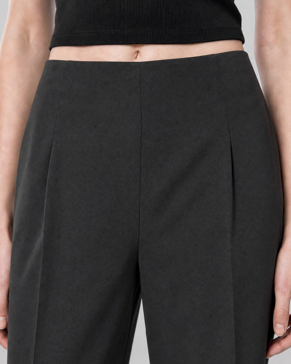 Straight-leg black wool-blend suit pants