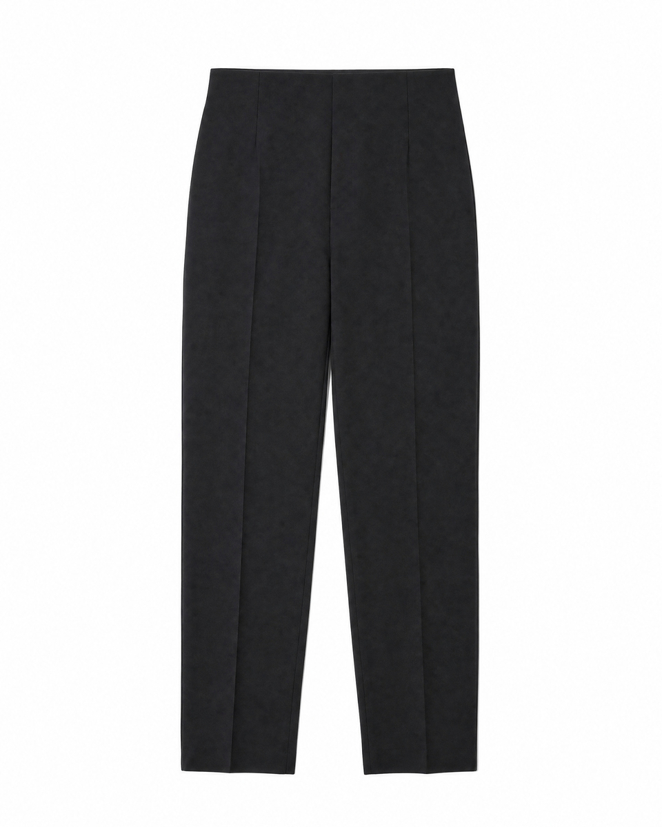 Straight-leg black wool-blend suit pants