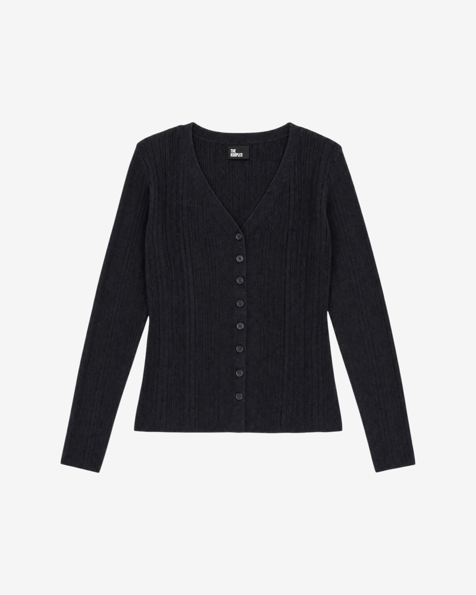 Black wool-blend top