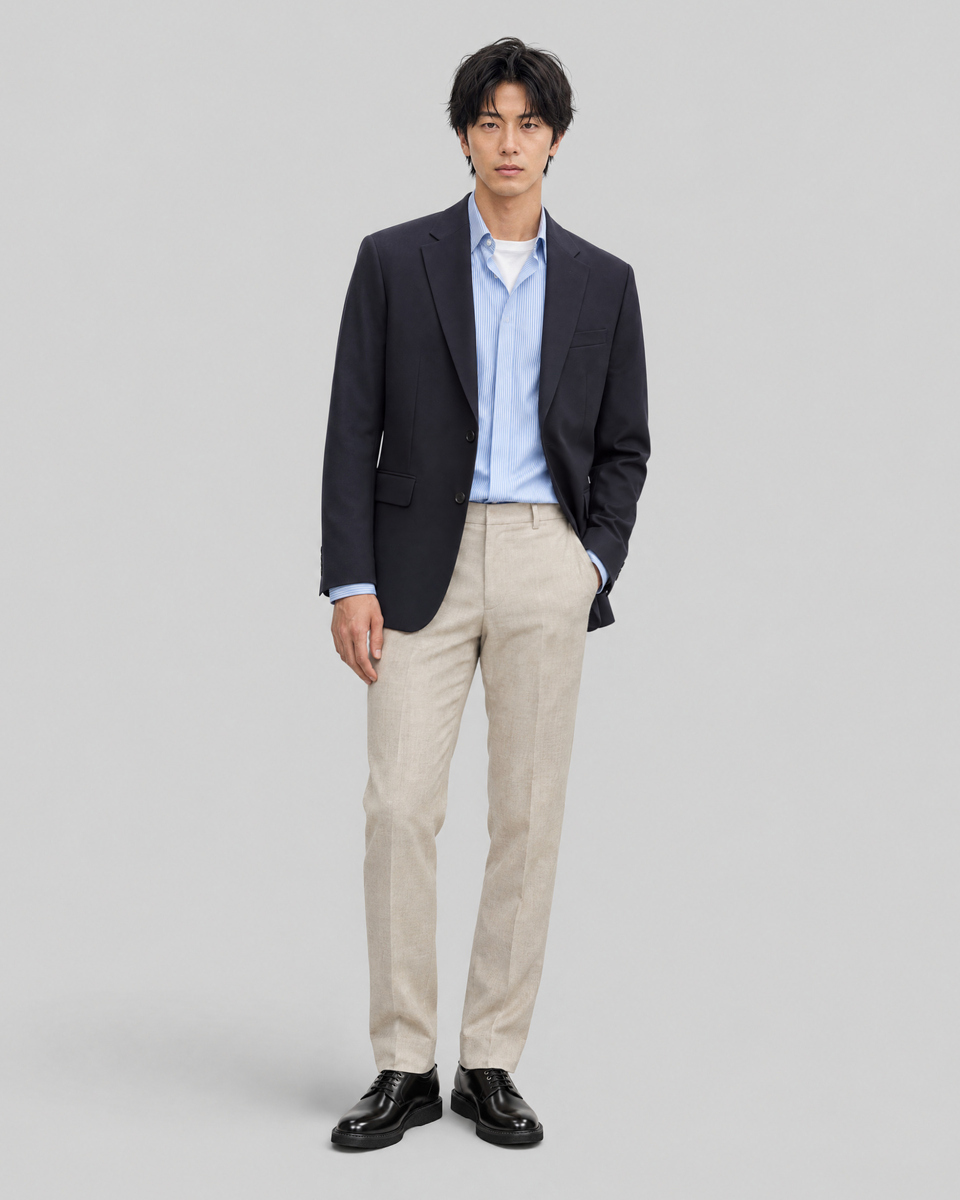 Navy semi-lined suit jacket