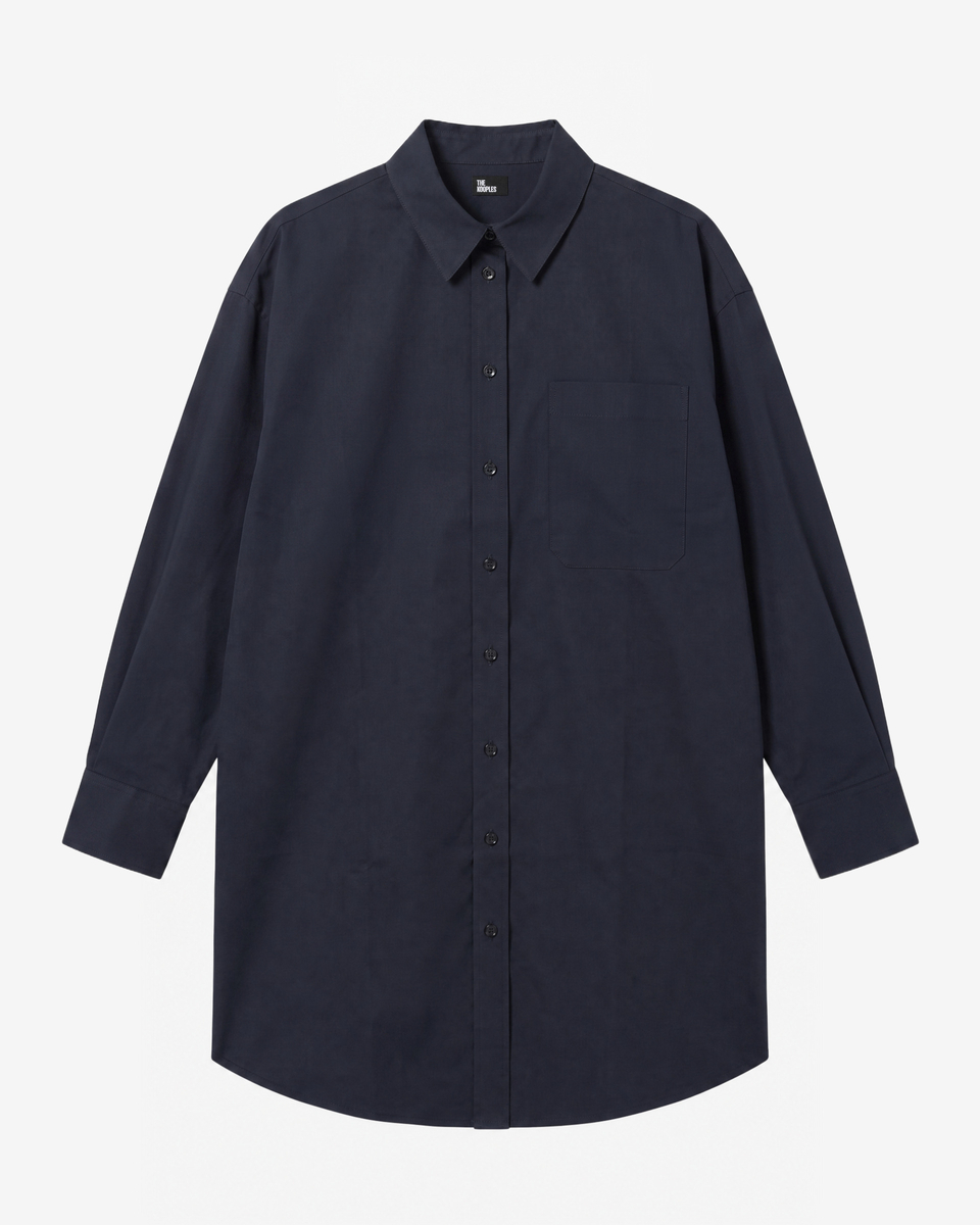 Short black cotton shirt dress