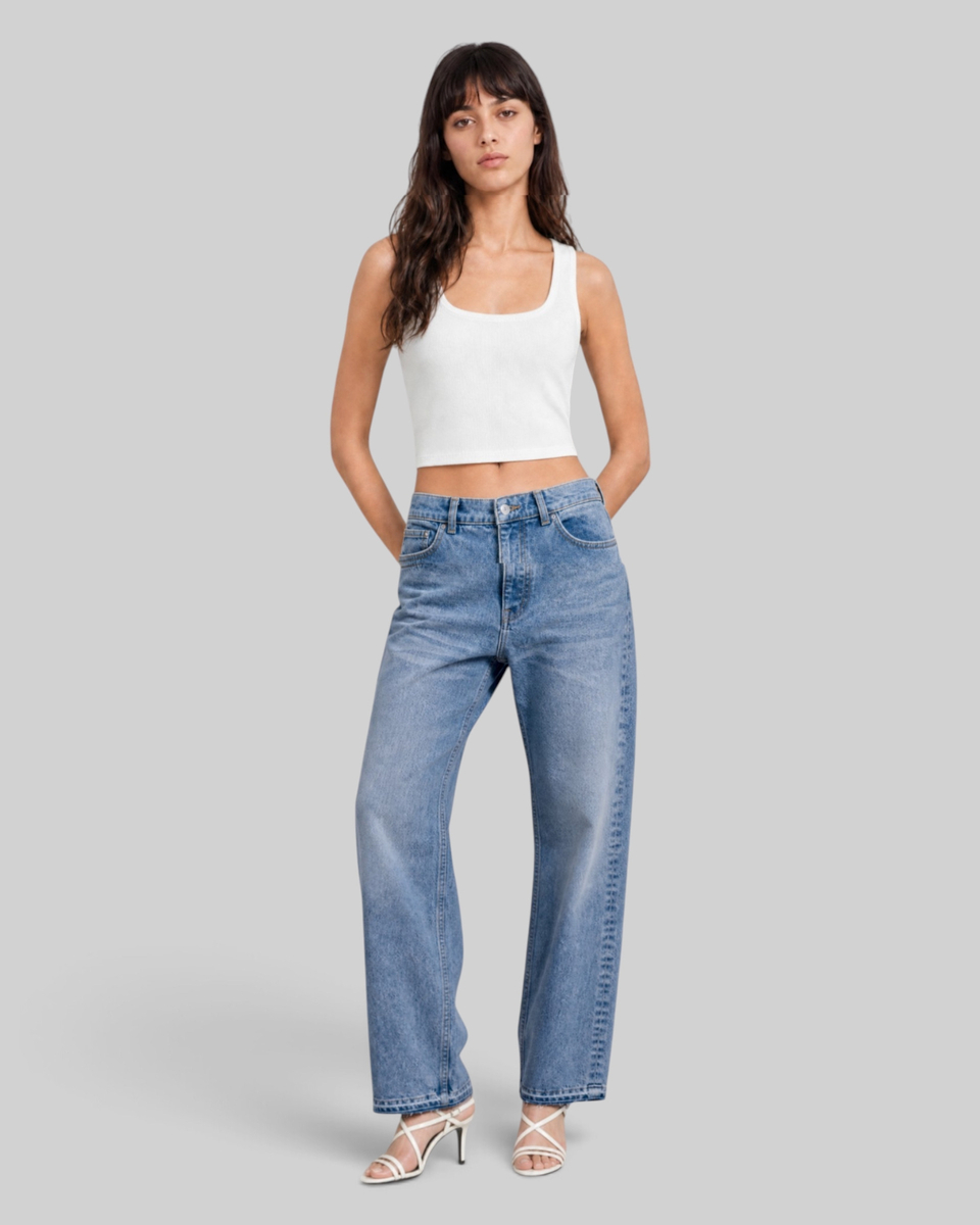 Light blue straight-leg jeans