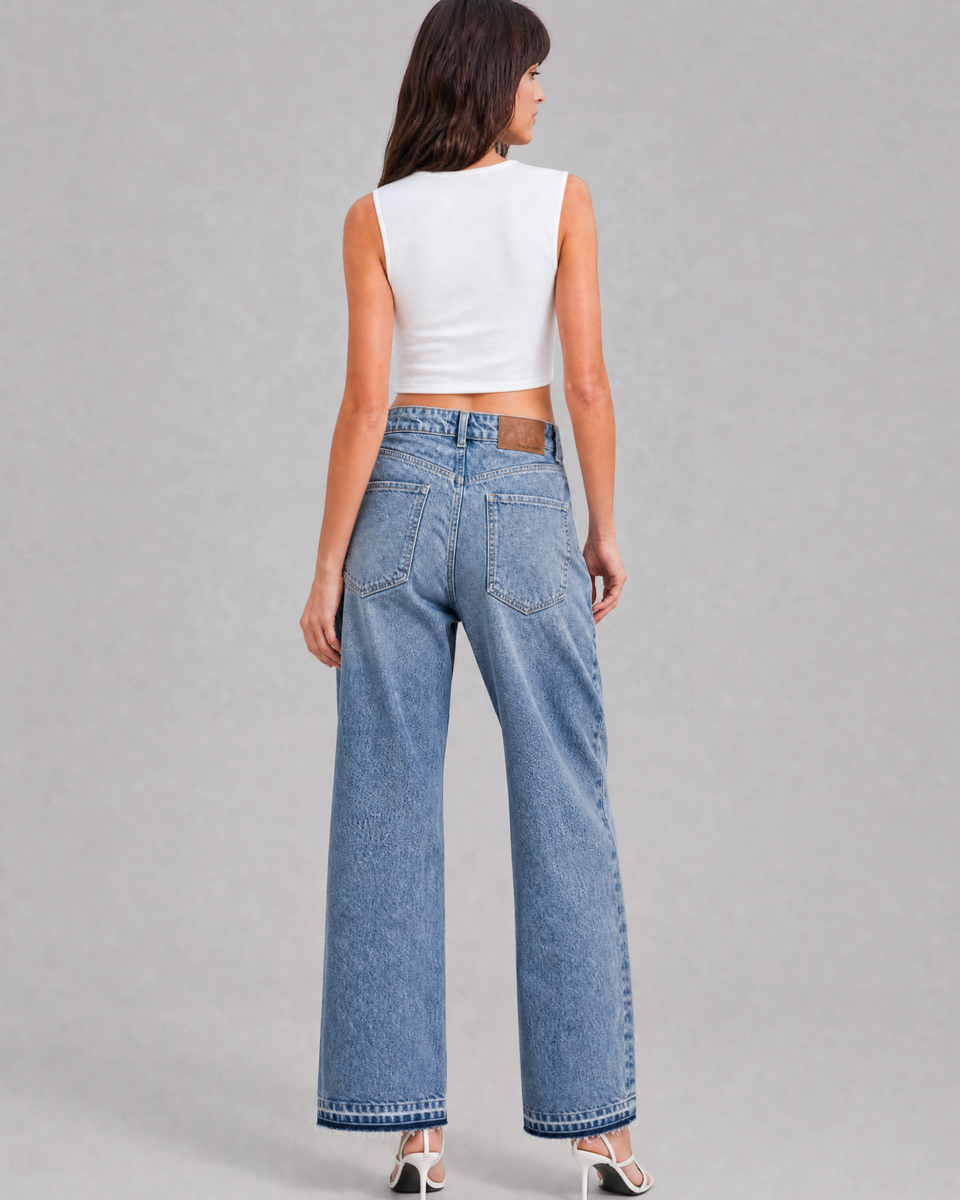 Light blue straight-leg jeans