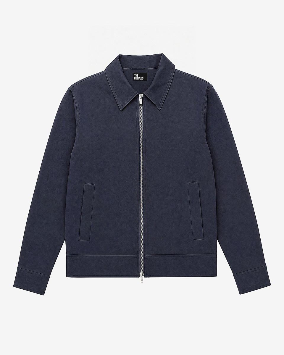 Navy Straight-Fit Zipper Jacket