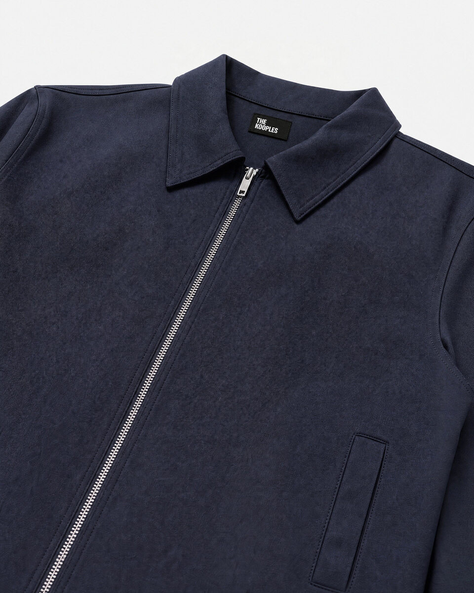 Navy Straight-Fit Zipper Jacket