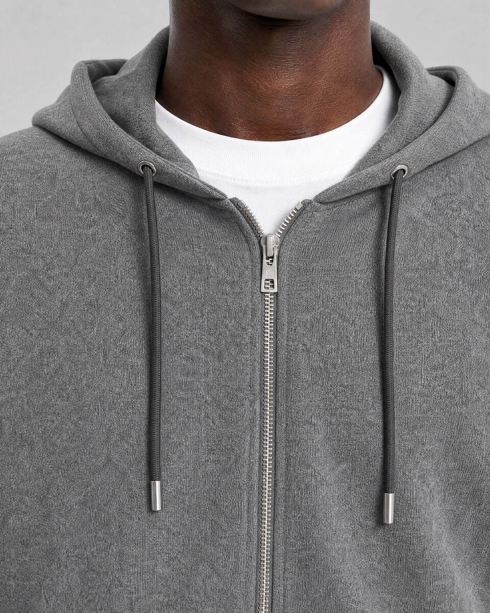 Gray reversible hooded sweatshirt