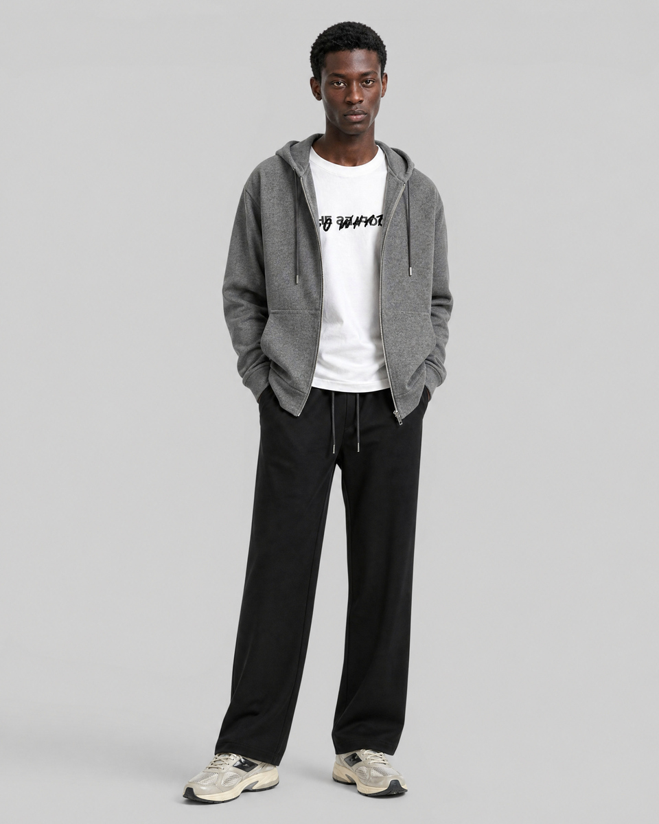 Gray reversible hooded sweatshirt