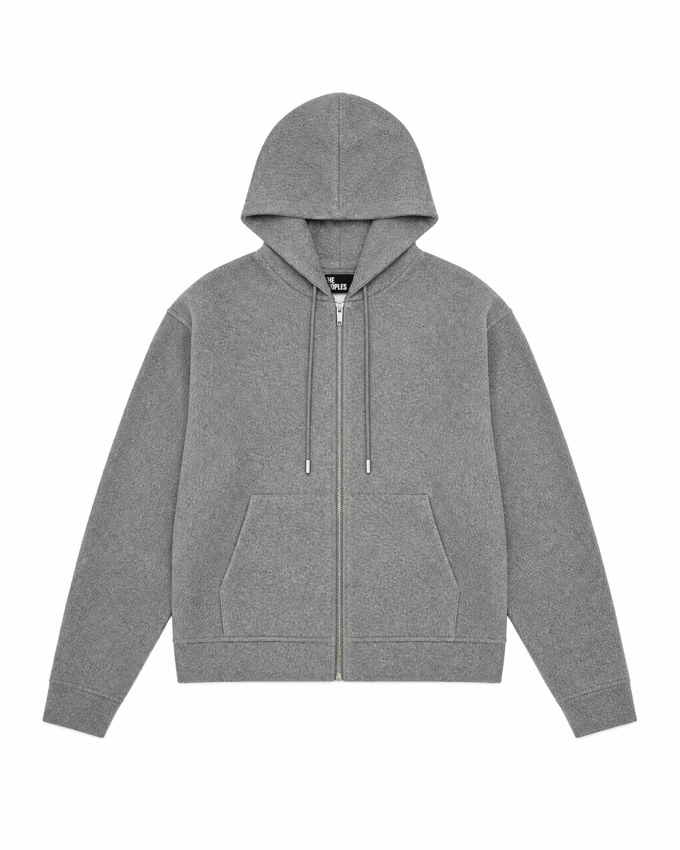 Gray reversible hooded sweatshirt