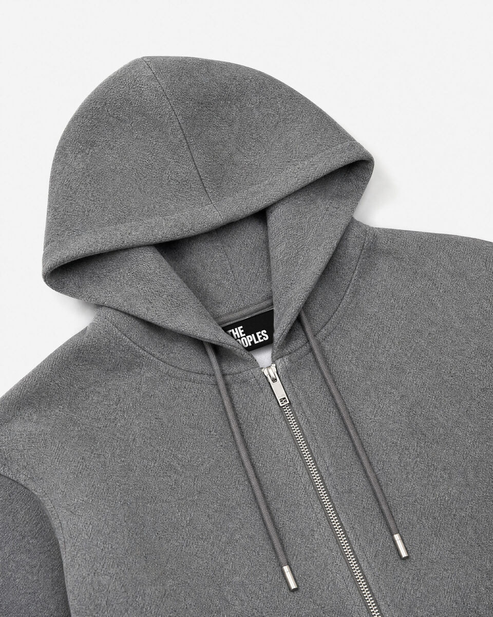 Gray reversible hooded sweatshirt