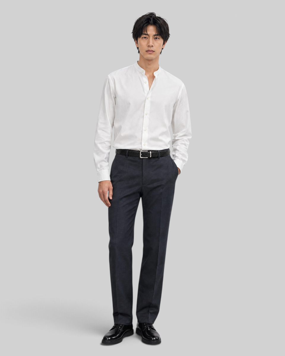 Solid white shirt with an officer's collar