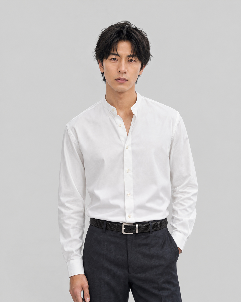 Solid white shirt with an officer's collar