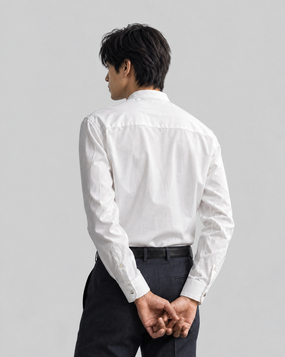 Solid white shirt with an officer's collar