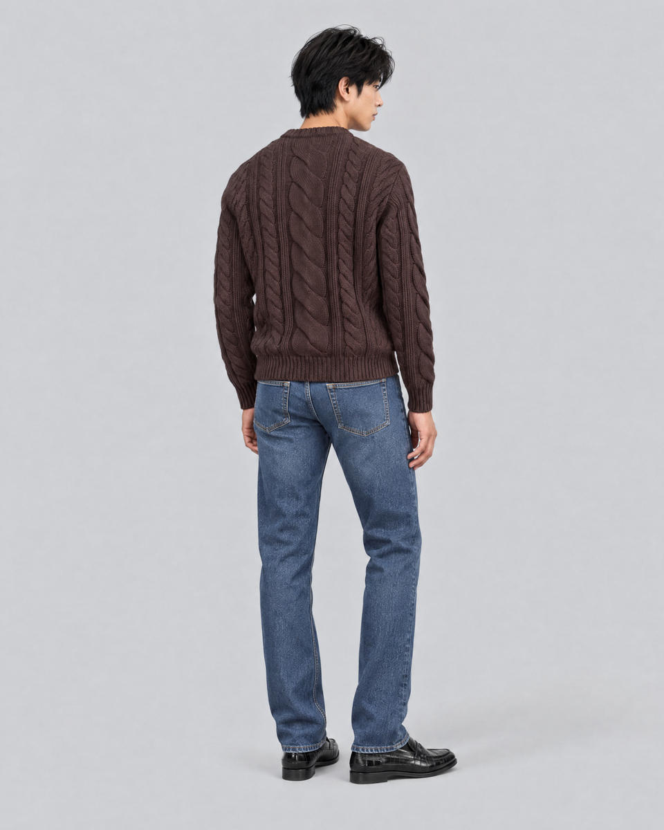 Medium-blue faded slim-fit jeans