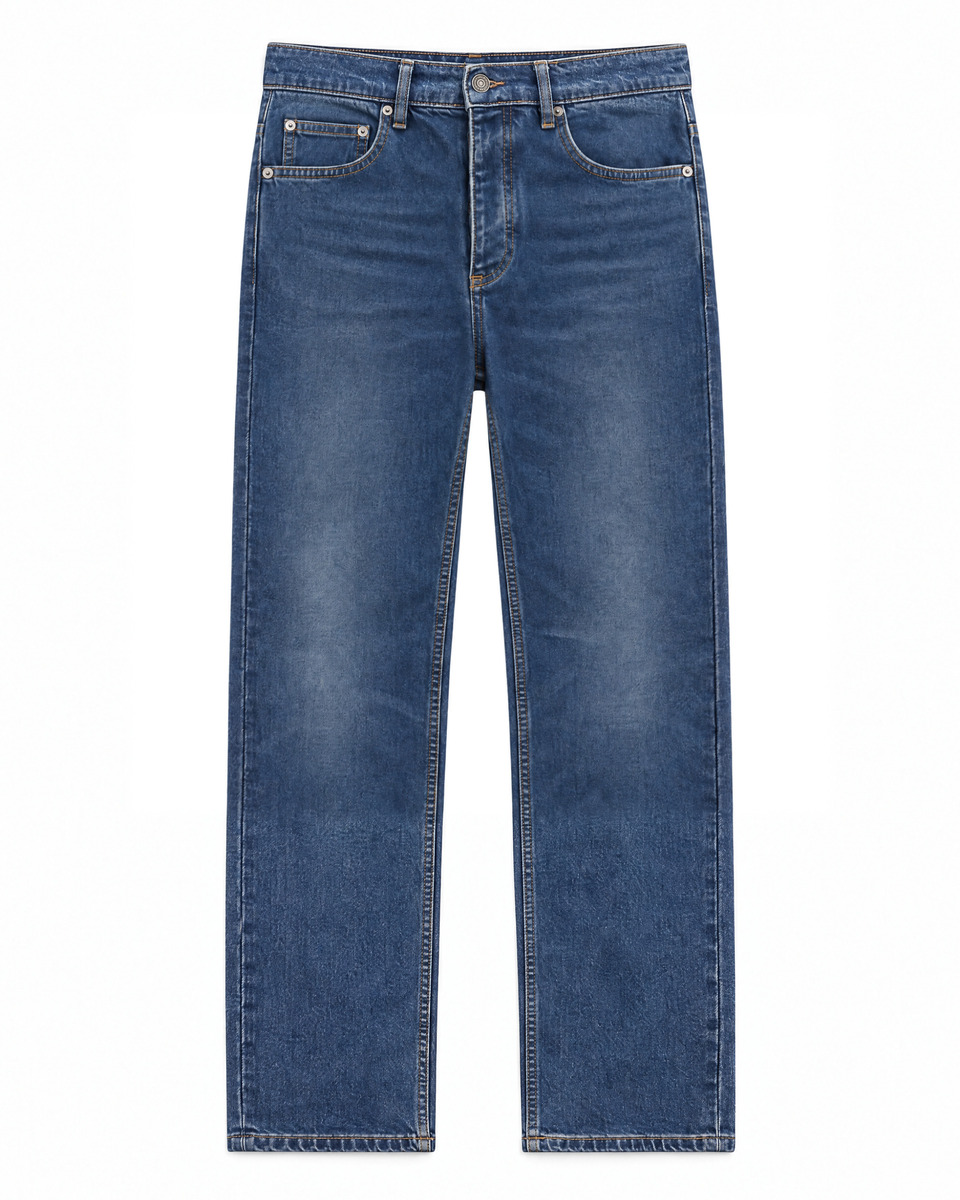 Medium-blue faded slim-fit jeans