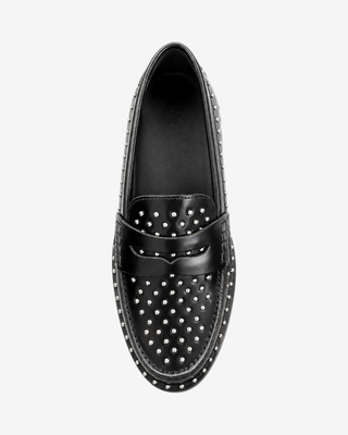 Black Leather Studded Loafers