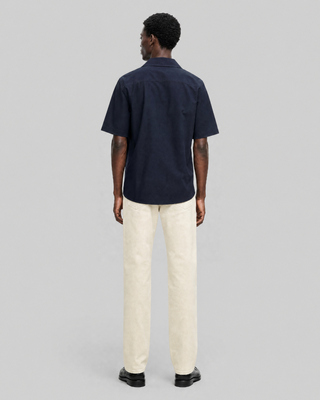 Solid navy blue short-sleeved shirt