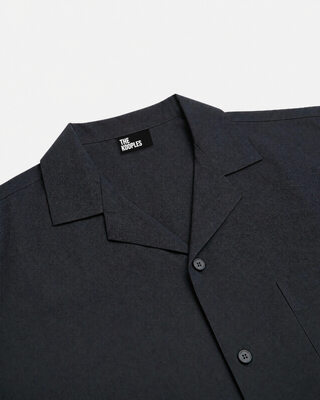 Solid navy blue short-sleeved shirt