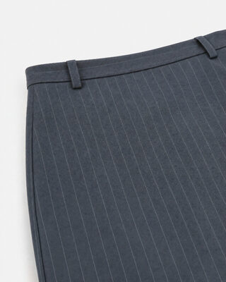 Short wool skirt with a navy fine-striped pattern 