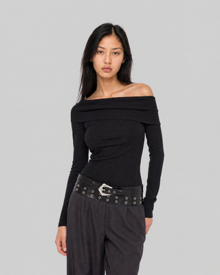 Black off-the-shoulder top