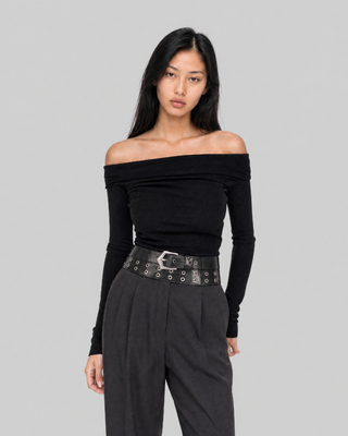 Black off-the-shoulder top