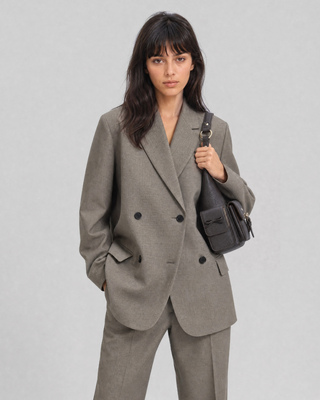 Oversized beige wool blazer