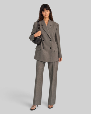 Oversized beige wool blazer