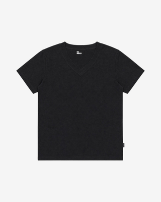 Black cotton V-neck T-shirt