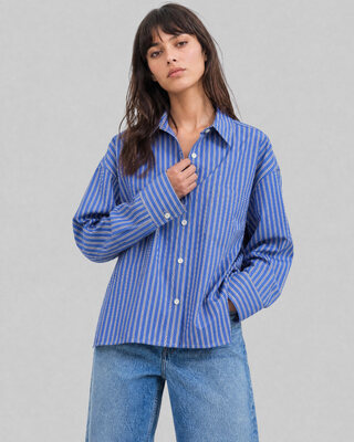 Navy-striped cotton shirt