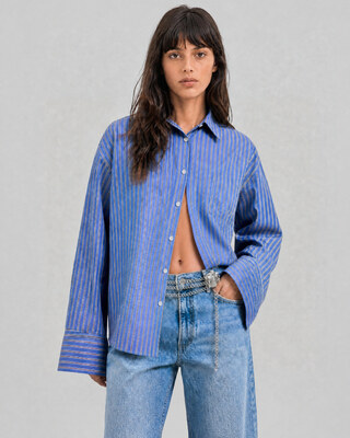 Navy-striped cotton shirt