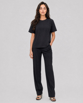 Black cotton crew-neck T-shirt