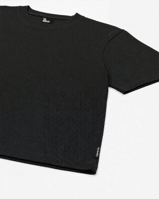 Black cotton crew-neck T-shirt