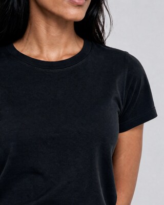 Fitted black cotton crew-neck T-shirt