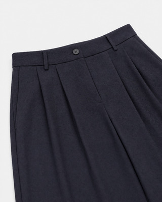 Wide-leg tailored pants in navy wool blend