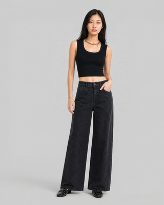 Black wide-leg jeans