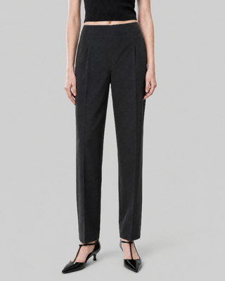 Straight-leg black wool-blend suit pants