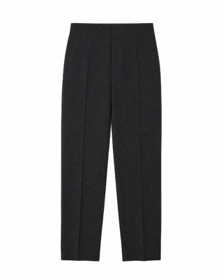 Straight-leg black wool-blend suit pants
