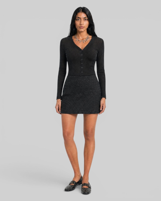 Black wool-blend top